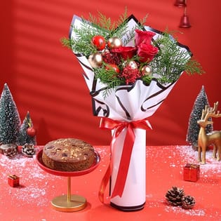 Festive Rose Symphony With Plum Cake