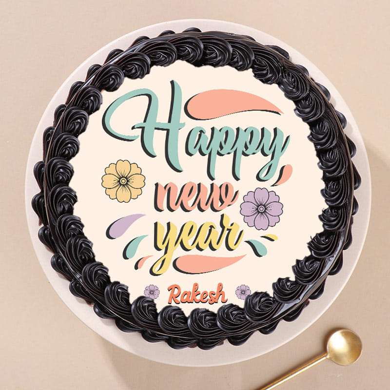 Festive Surprise New Year Photo Cake