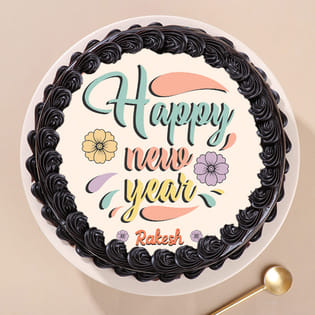 Festive Surprise New Year Photo Cake