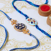 Royal Blue Kundan Rakhi Set of Two