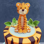 Side view of Fierce Tiger Designer Fondant Cake