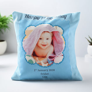 First Bday Baby Annoucement Cushion