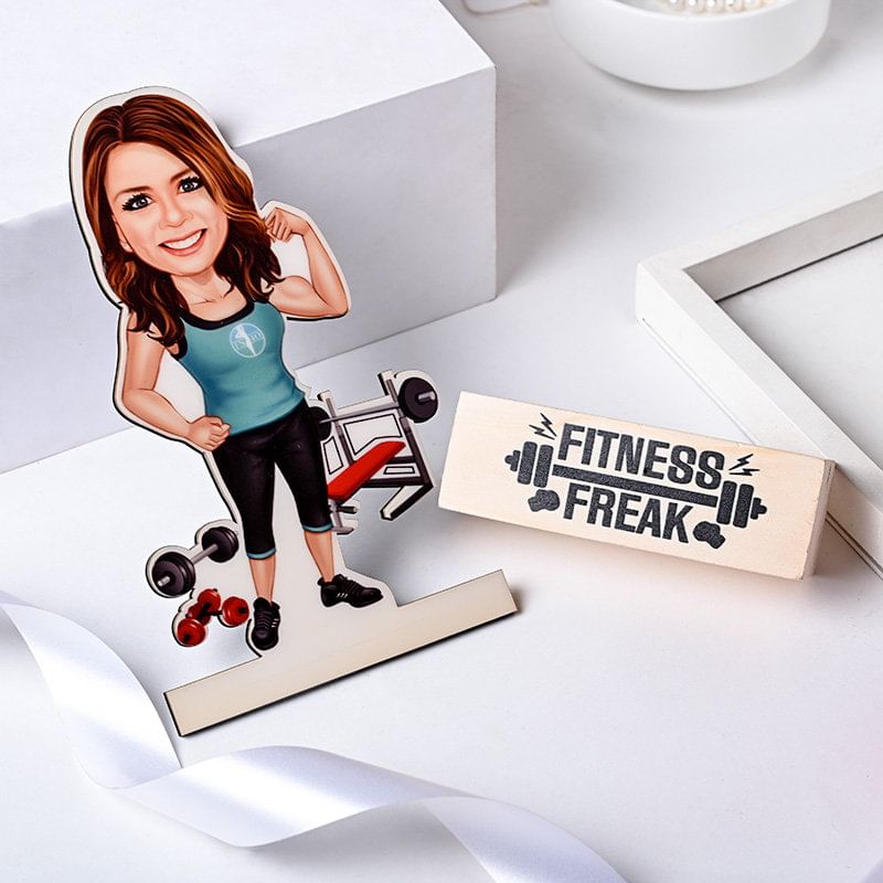 Fitness Freak Woman Caricature: Online Gifts for women