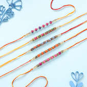 Set of 5 Colourful Beaded Rakhis