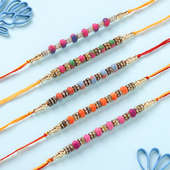 Set of 5 Colourful Beaded Rakhis