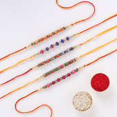 Set of 5 Colourful Beaded Rakhis