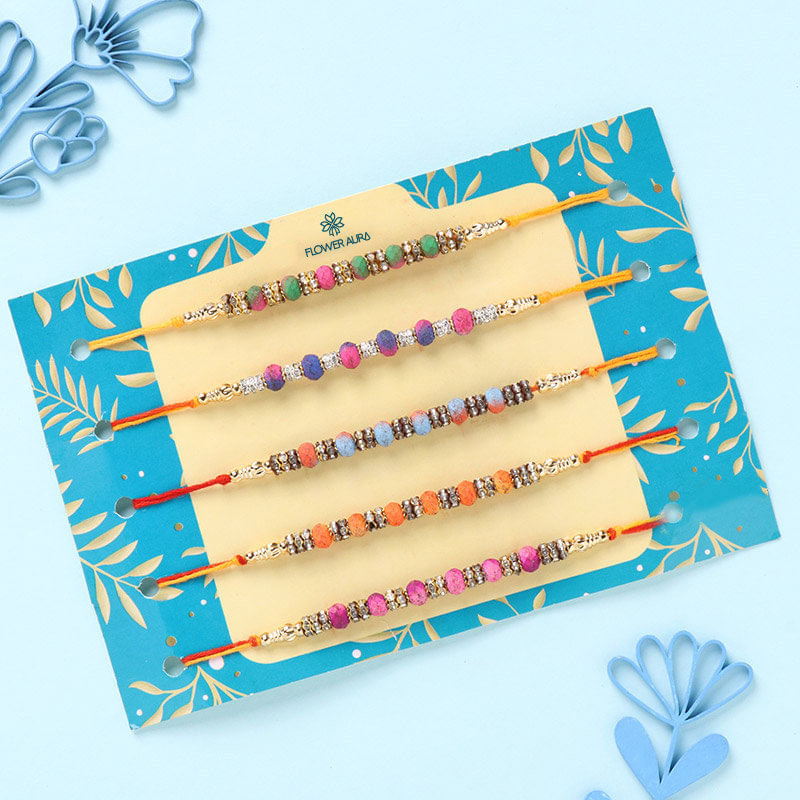 Five Colourful Beaded Rakhis