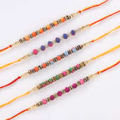 Set of 5 Colourful Beaded Rakhis