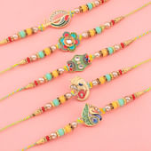Five Colourful Intricate Motif Rakhis