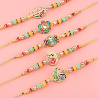 Five Colourful Intricate Motif Rakhis-UAE