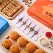 Five Colourfully Designer Rakhis With Haldirams Sweets