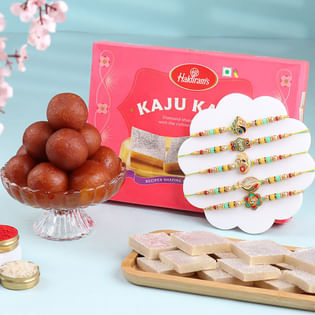 Five Cultural Charm Rakhis With Choco Box