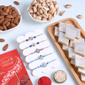 Five Designer Rakhi N Festive Snacks Hamper