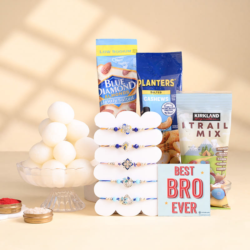 Five Designer Rakhi N Treats Hamper