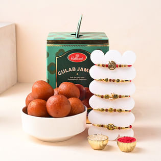 Five Divine Rakhis With Gulab Jamun