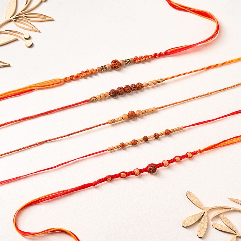 Set of Five Divine Rudrakasha Mauli Rakhi
