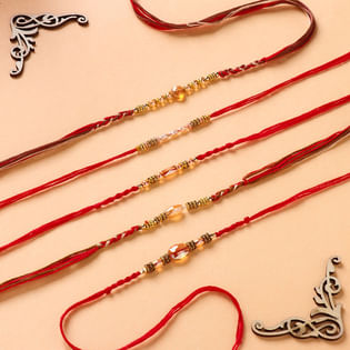 Set of 5 Radiant Mauli Beaded Rakhi