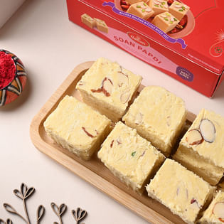 Set of 5 Exquisite Beads Rakhi With Soan Papdi