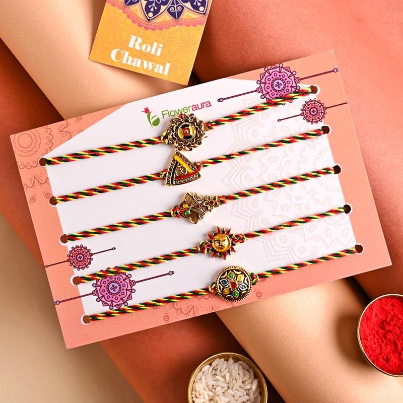 Send Fancy Rakhi for Brother - Five Fancy Rakhi Set online