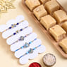Five Floral Rakhis With Soan Papdi