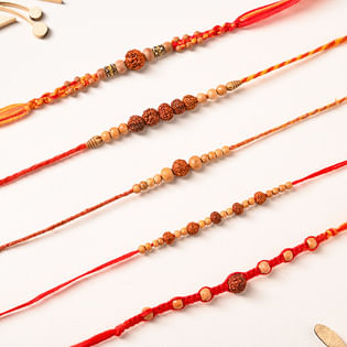 Set of 5 Classic Rudraksh Rakhi