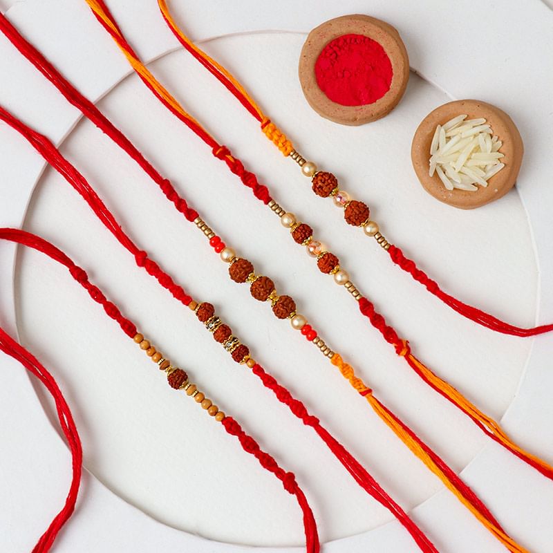 Set of 5 Classic Rudraksh Mauli Rakhi