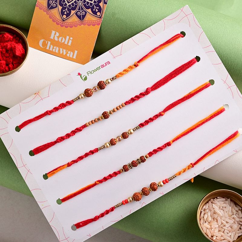 Buy Five Mauli Rudraksha Fortune Rakhis - Online Rudraksh Rakhi For Brother