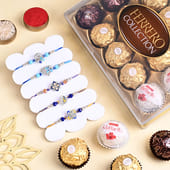 Five Motif Designer Rakhis With Ferrero Rocher