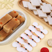 Five Regal Rakhis With Kaju Katli N Milk Cake-France