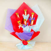 Five Star Delight Bouquet - Bouquet of Six 5 Star Chocolates in Multi Colored Paper Packing