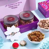 Floral Beaded Rakhi With Almonds N Raisins