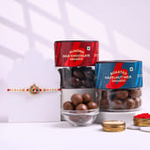 Floral Beaded Rakhi With Chocolate Dragees