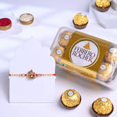 Floral Beaded Rakhi With Ferrero Rocher