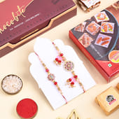 Floral Bhai Bhabhi Rakhi Set With Sweets