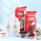 Floral Bhai Bhabhi Rakhis With Cashews N Raisins