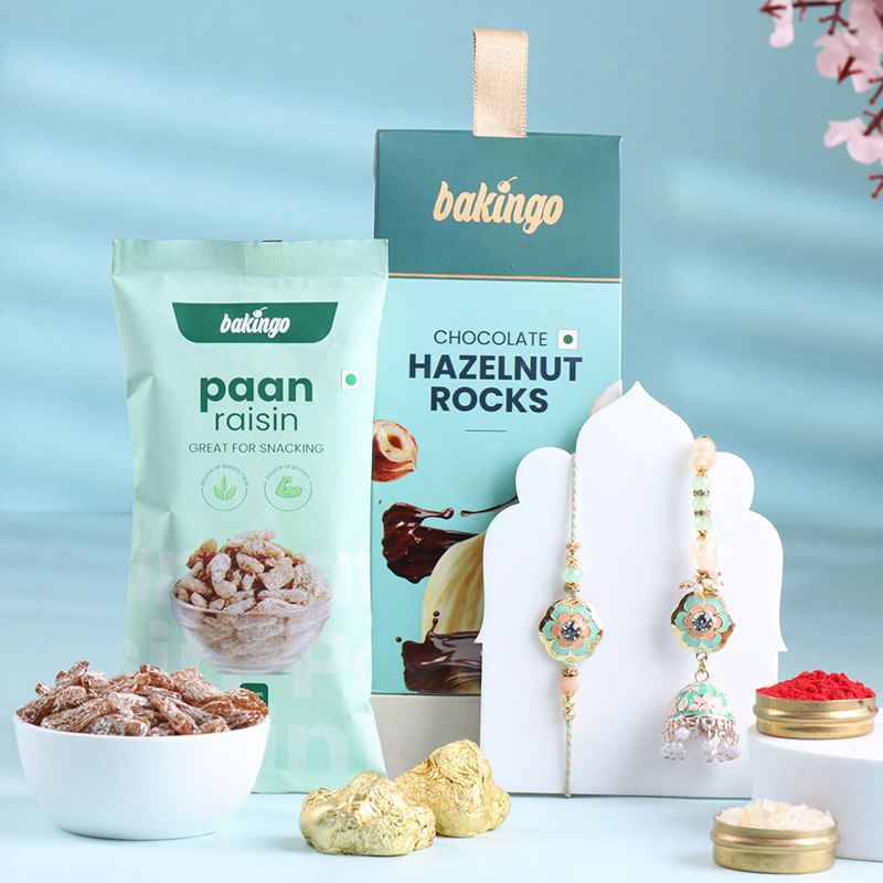 Floral Bhai Bhabhi Rakhis With Gourmet Bites