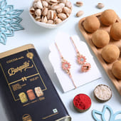 Floral Bhaiya Bhabhi Rakhi With Ladoo N Nuts