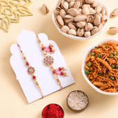 Floral Bhaiya Bhabhi Rakhi With Savouries