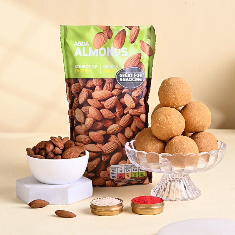 Floral Bhaiya Bhabhi Rakhi With Sweets N Nuts