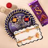 Floral Bhaiya Bhabhi Rakhis With Thali N Chocolate