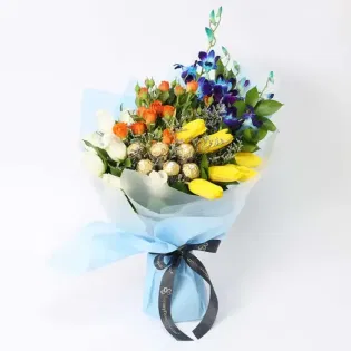 Mixed Blooms Bouquet N Ferrero Rochers