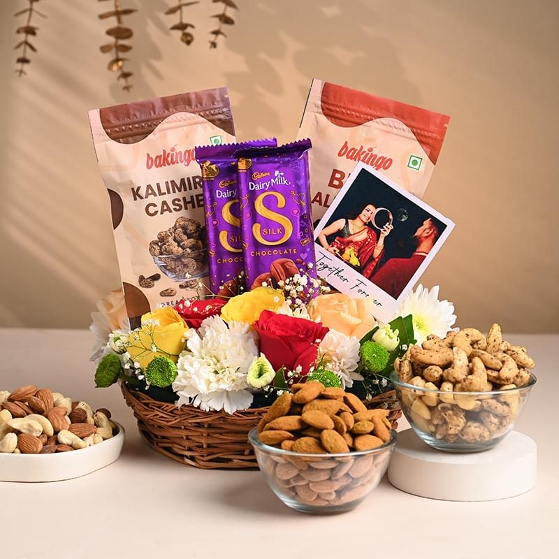 Floral Charm & Sweet Treats Karwa Chauth Hamper