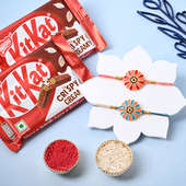 Floral Charm Rakhi Duo With Indulgent Chocolates