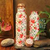Floral Copper Bottle Combo For Diwali