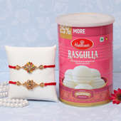 Floral Design Rakhi Set With Rasgulla