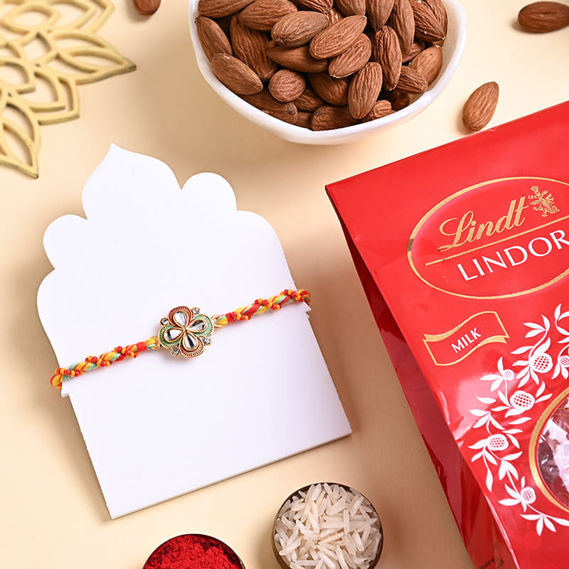 Floral Designer Rakhi With Almonds N Chocolate
