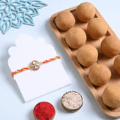 Floral Designer Rakhi With Besan Ladoo