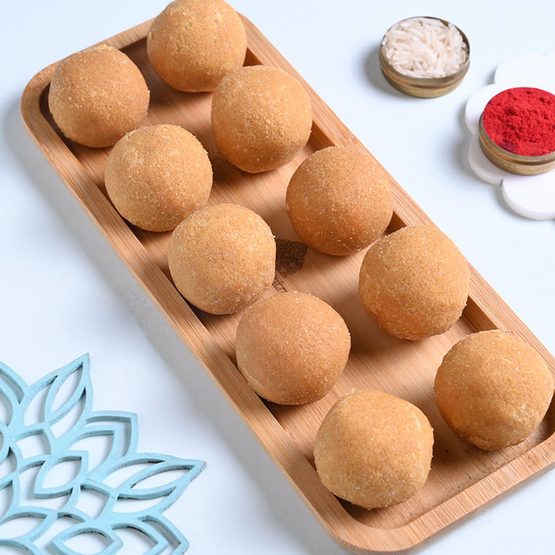 Floral Designer Rakhi With Besan Ladoo