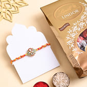 Floral Designer Rakhi With Lindor Chocolate