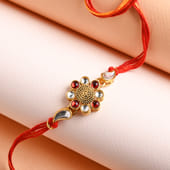 Order Floral Dial Kundan Rakhi For Brother Online - Fancy rakhi